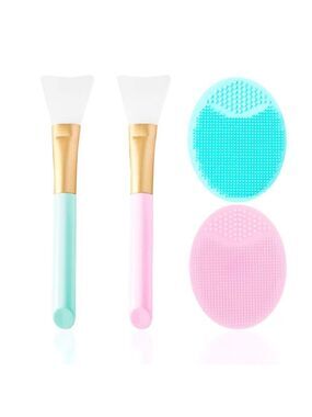 2 PCS Silicone Face Mask Brush and 2 PCS Face‎ Scrubber, Facial Applicator